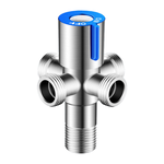 Blue water-saving faucet with one inlet and four outlets, , large