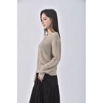 (S) strange質感圓領杏色長袖上衣二手衣, , large