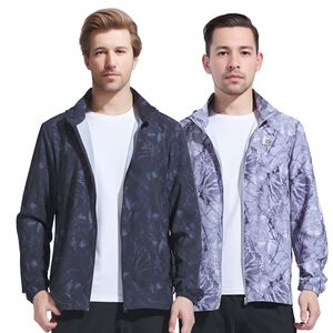 TECTOP 探拓戶外AEB610037男款印花連帽彈力防曬外套 (拉鍊口袋 彈力舒適 連帽遮陽 防曬抗UV)