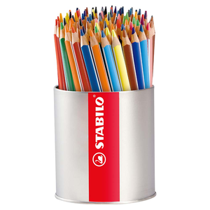 STABILO 德國 思筆樂 Trio thick 繽紛樂三角筆身油性色鉛筆(含專用筆筒)  18色92支 / 入 ST203/92-1