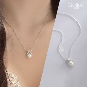【Gulicc】古莉可 項鍊 交叉鑲鑽 輕奢珍珠項鍊
