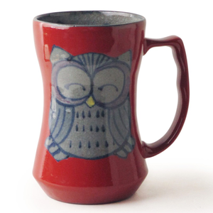 [豐名日本餐具] 5.0"馬克杯 貓頭鷹 朱刷 手繪 有田燒 / C05MG0-30-2