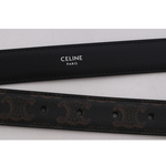 CELINE TRIOMPHE 銀釦塗層帆布中腰皮帶90cm/寬2.5cm/黑色, , large