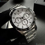 [星晴錶業]BOSS手錶,44mm,HB1513875白色錶面銀錶殼銀色精鋼錶帶款, , large