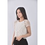 (S) 質感貼鑽杏色罩衫二手衣, , large