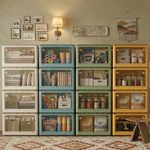 【AOTTO】72L升級加厚款五開門可疊加折疊收納箱-黃色4入(AL-260Y), , large