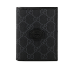 GUCCI Interlocking G Logo 附鈔票層對開名片夾/卡片夾/黑灰色, , large