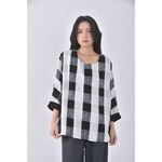 (XL) ob style格紋白色長袖上衣二手衣, , large