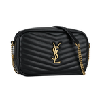 YSL Mini Lou 金字V紋小牛皮相機包/斜背包/黑色, , large