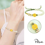 【Prisme Gold】黃金手鍊 蓮花 綠珠編織手鍊 (金重：約0.07錢±0.03), , large