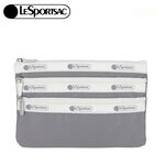 LeSportsac 3-zip Cosmetic 三層拉鍊化妝包 -滾邊寧靜灰, , large