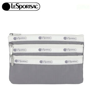 LeSportsac 3-zip Cosmetic 三層拉鍊化妝包 -滾邊寧靜灰