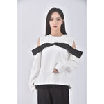 (XL) 挖肩白色長袖上衣二手衣, , large