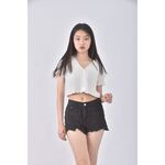 (S) jeans高腰丹寧牛仔質感黑色短褲二手衣, , large
