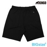 KINGO-大尺碼-男款 鬆緊 棉短褲-黑/淺麻灰-443311, , large