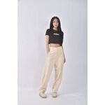 (M) 高腰西裝直筒杏色長褲二手衣, , large