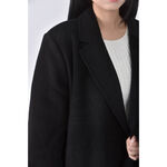 (F) 質感羊毛素面黑色外套二手衣, , large