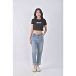 (L) p two jeans高腰丹寧牛仔質感棉質純棉藍色長褲二手衣, , large