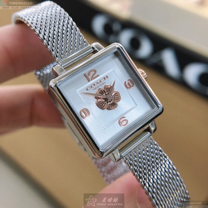 [星晴錶業]COACH手錶,22mm,CH00140白色, 銀色錶面銀錶殼銀色米蘭錶帶款