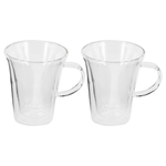 S/2 DOUBLE WALL GLASS MUG, , large