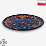 【SOLO Vintage】Cerraf Polish Pottery 17cm Dessert Plate Round Plate Red and Blue Blossoming Elegance Series Made in Poland, , large