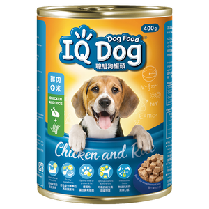 【IQ DOG】聰明狗罐頭 （400g*24罐）- 雞肉+米