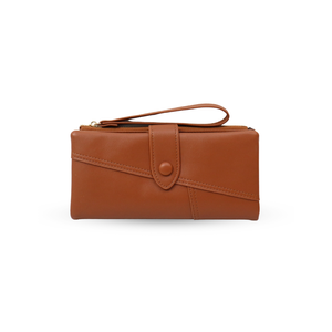 Soir&eacute;e  典雅對折長夾-卡其 多卡位收納 人氣女用皮夾 女夾鈔票卡片零錢收納包