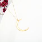 【Angel & Me】Hammered Moon s925 sterling silver 24k gold-plated necklace, , large