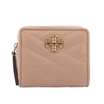 Tory Burch Kira 絎縫皮革暗釦拉鍊零錢袋短夾/淺沙色, , large