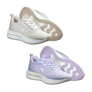 DIADORA迪亞多那 輕量輕步慢跑鞋 女運動鞋 女鞋 飛織 透氣 輕盈 彈性 吸衝 吸震 減壓 耐磨 抓地 卡其 紫