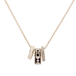 COACH C Logo/琺瑯/玻璃水鑽三圓環項鍊(金色/黑色)