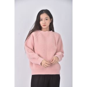 (S) 質感針織圓領粉色長袖上衣二手衣