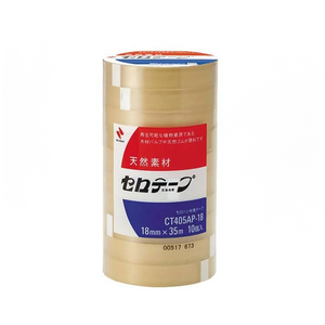 【NICHIBAN】日絆 植物系 環保可撕 百格 玻璃紙膠帶 18mm x 35M 日本製 10捲/束 CT-405AP-18