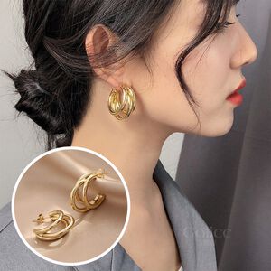 【Gulicc】古莉可 耳環 金色多層次幾何圓耳環