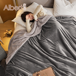 Albert家居《爵士灰》法蘭絨羊羔絨加厚雙層暖暖被毯 1入 (保暖 毛毯 毯子), , large