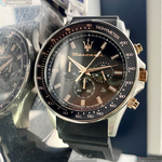 [星晴錶業]MASERATI手錶,44mm,R8871640002黑色錶面銀黑色錶殼深黑色矽膠錶帶款, , large