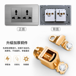 American-style panel with one opening + USB + Type-C + three flat ports, , large