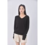 (L) uniqlo質感羊毛純羊毛黑色長袖上衣二手衣, , large