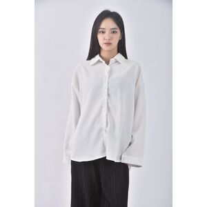 (F) byj studio排扣白色襯衫上衣二手衣