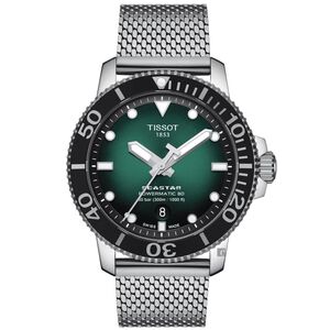 TISSOT 天梭 Seastar 1000 海洋之星300米潛水機械錶-綠/43mm T1204071109100