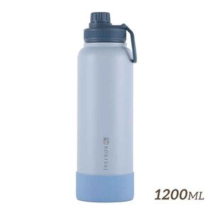 HOUSUXI大容量保冷保溫瓶(附吸管)1200ml-霧藍