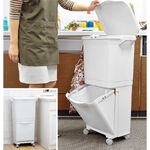 【this-this】日本RISU｜H&H直立雙層分類附輪式垃圾桶 (單蓋) 45L, , large