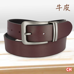 【CH-BELT 銓丞皮帶】牛皮男休閒皮帶 素面時尚男皮帶腰帶(暗紅), , large