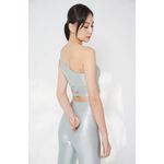 YOGA FLOW Skylar Bra - 單肩交叉鏤空短版上衣 - 亮銀 Silver Lustre, , large