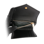 YSL 山形紋荔枝皮金字logo三折短夾(黑色), , large