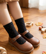 [Kaimei Cotton] 12 pairs of random excellent MIT Taiwan made pure cotton 1/2 non-slip children's socks water jade dot style 13-16cm, , large