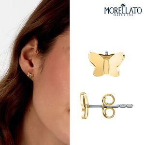 【快速出貨】MORELLATO TALISMANI系列 金色不鏽鋼 蝴蝶耳環 耳針 SAUN34