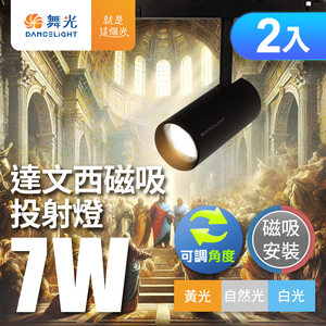 DanceLight 7W 2-pack Da Vinci magnetic track light projection light can be rotated and anti-glare design (white light)