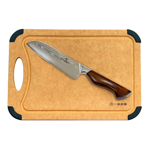 【金永利鋼刀】NK3a人體工學橄欖木柄/大馬士革鋼 三德刀＋一鳥砧板 料理組