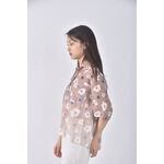 (L) gozo質感小花杏色短袖上衣二手衣, , large